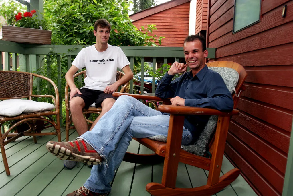 En terrasse avec le papa de ma famille d'accueil