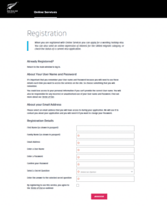 capture d'écran de la page d'inscription sur le site de l'immigration néo-zélandaise pour obtenir votre PVT Nouvelle-Zélande